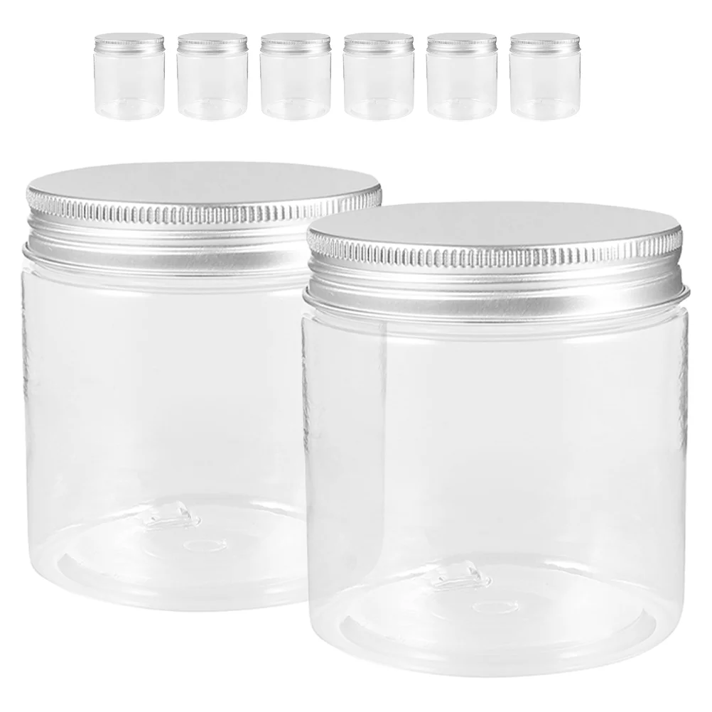 

8 Pcs Silver Aluminum Cap Bottle Mason Jars Food Containers with Lids Lidded Jam Mini Sealing Plastic The Pet Bottles Clear