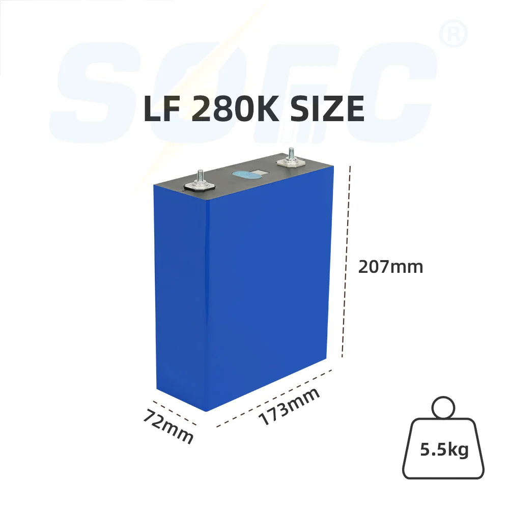 SOEC 3.2V 280Ah 280k Lifepo4 Battery Cells Prismatic Grade A 6000 Life Cycles Lithium Ion Batteries for Solar Storage System