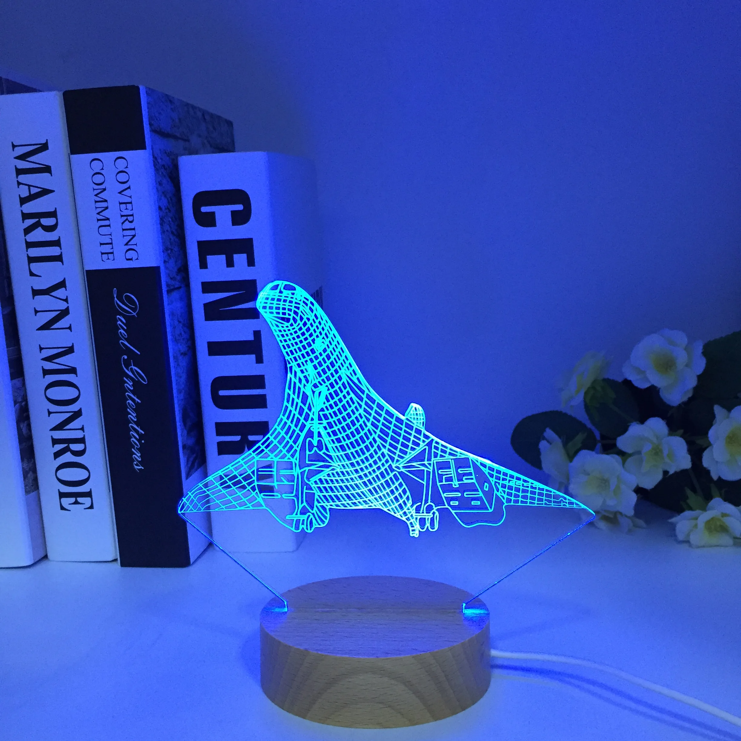 Airplane 3d Night Light Usb Plug-in Wooden Table Lamp Decoration Bedside Nightlight Child Birthday Christmas Gifts for Kids Boys