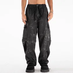 Men Streetwear Hip Hop Dirty Fit Fashion Loose Casual Wide Leg Cargo Pants Women Sport Track Cotton Trousers Jogger Sweatpant