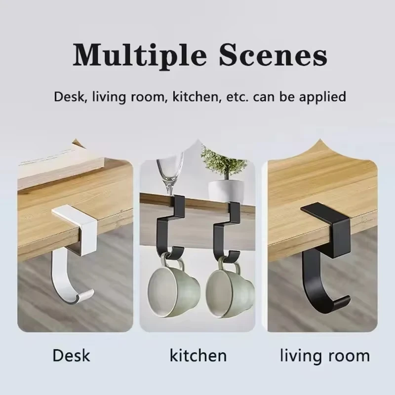 5 Shaped Desk Edge Hook Punch-free Removable Student Desk Side Hanging Bag Water Cup Umbrella Home Table Hooks Office Organizer