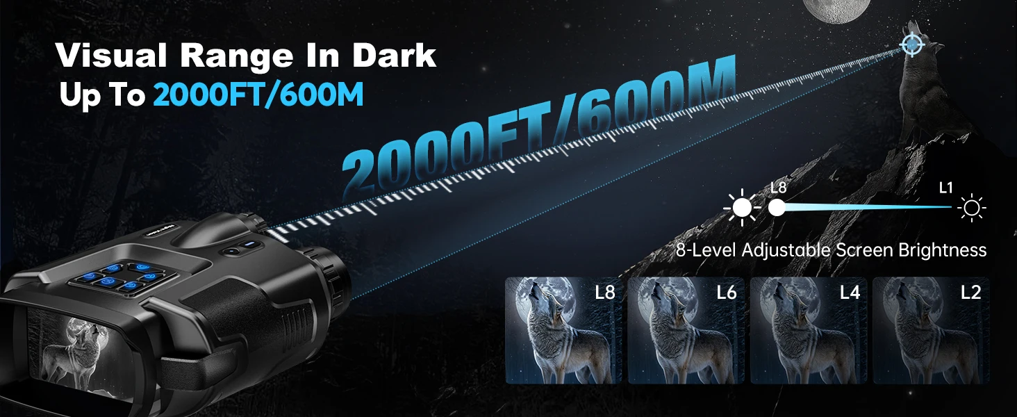 Nachtsichtfernglas 600m HD 8X Digitaler Zoom 4K Infrarot Taktisches Teleskop für Jagd Camping Bootfahren 5000mAh Akku – Detail 4