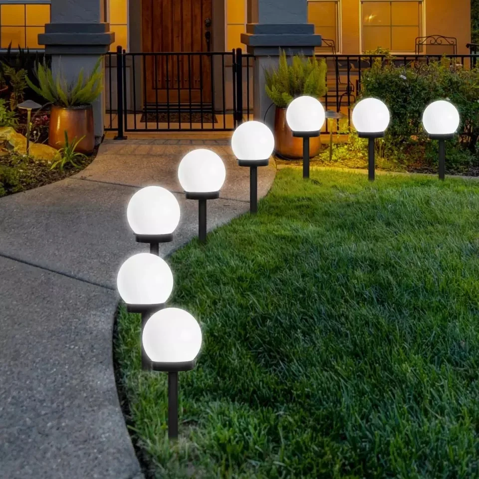 Luz solar do gramado ao ar livre à prova dwaterproof água plug-in pátio paisagem jardim atmosfera decoração redonda lâmpada solar led luz