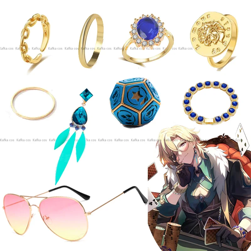 Pendientes de gafas de sol de Aventurina para hombres y mujeres, juego Honkai Star Rail, pulsera, anillos, dados, accesorios de fiesta de Halloween, Anime