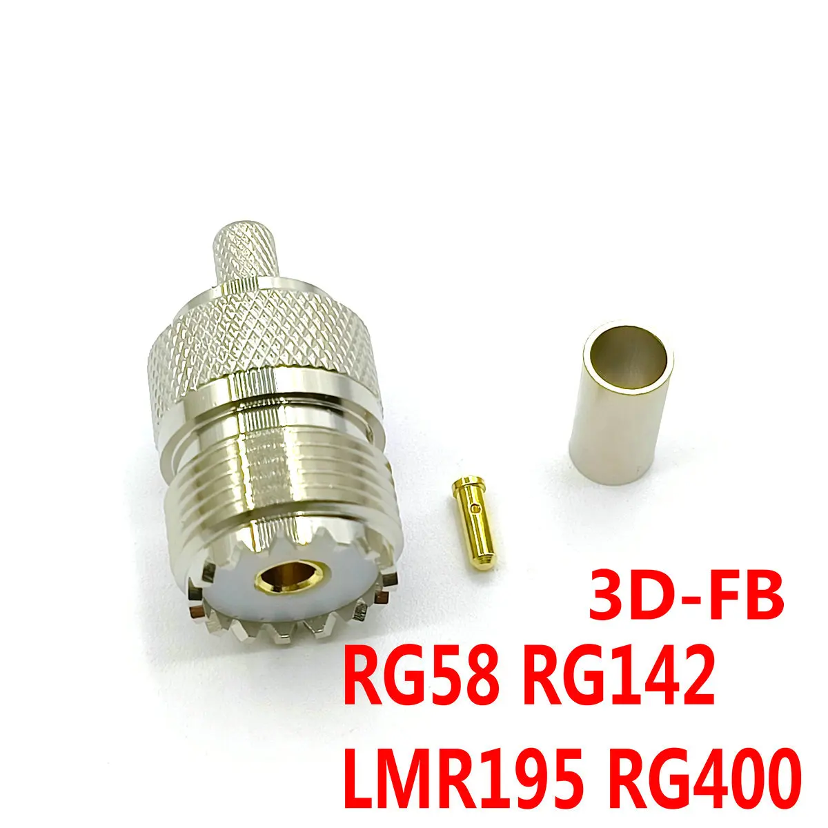 50 pcs  UHF Female SO239 Jack Window Crimp RG58 RG142 LMR195 RG400 3D-FB / LMR400 RG8 RG213 RG214 RG165 7D-FB