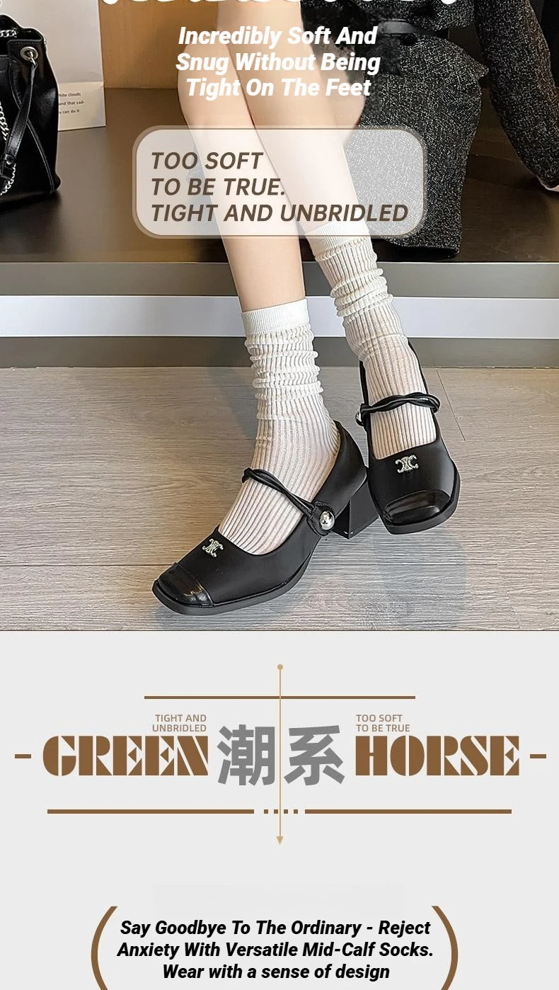 Damenmode-Socken, koreanische einfarbige, gestreifte Wadensocken, schlicht, für Frühling und Sommer, atmungsaktiv, bequem, Stapelsocken, mittelgroß bis klein – Detail 16