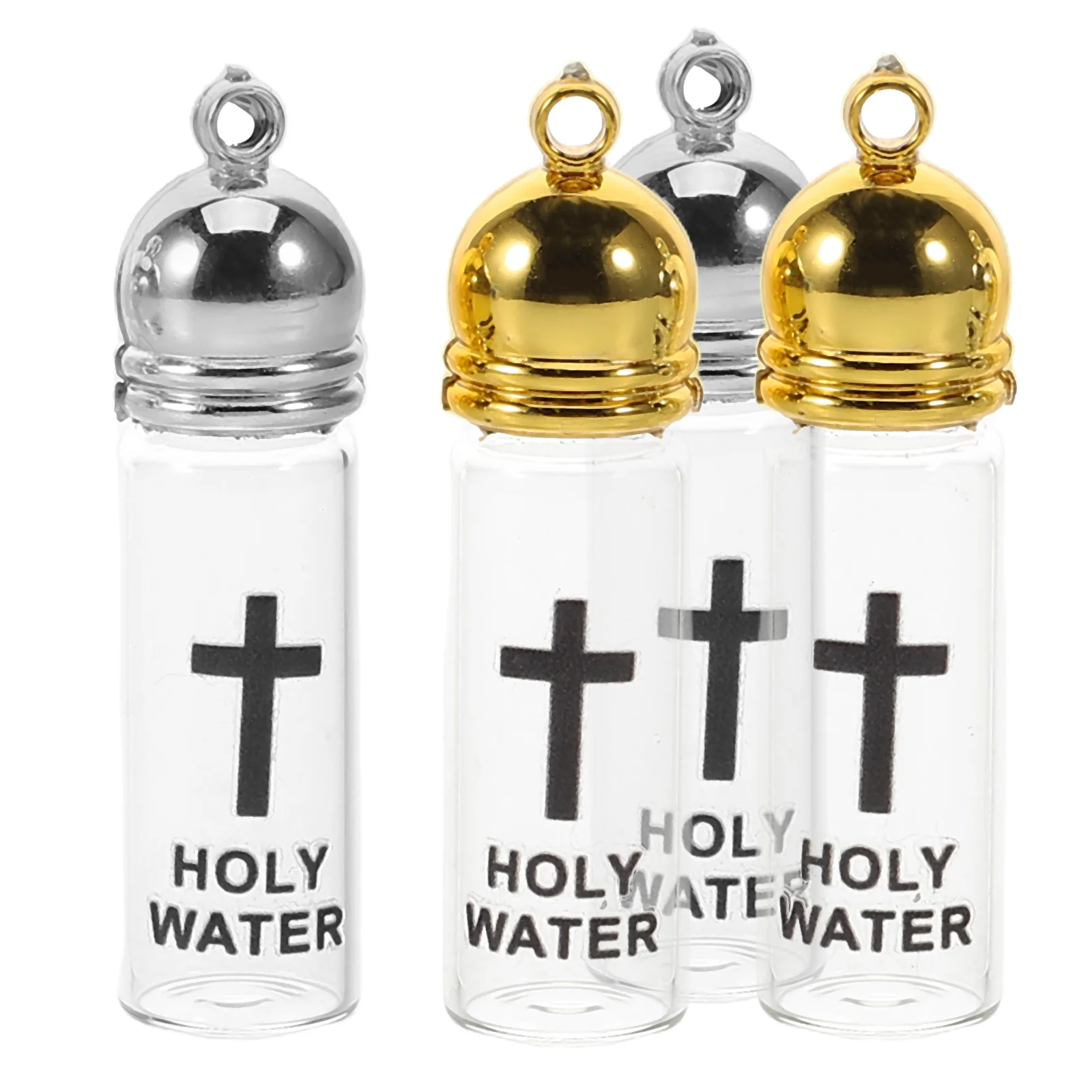 4Pcs Refillable Glass Holy Water Bottles Small Empty Christian Baptism Containers for Religious Ceremony Blessing