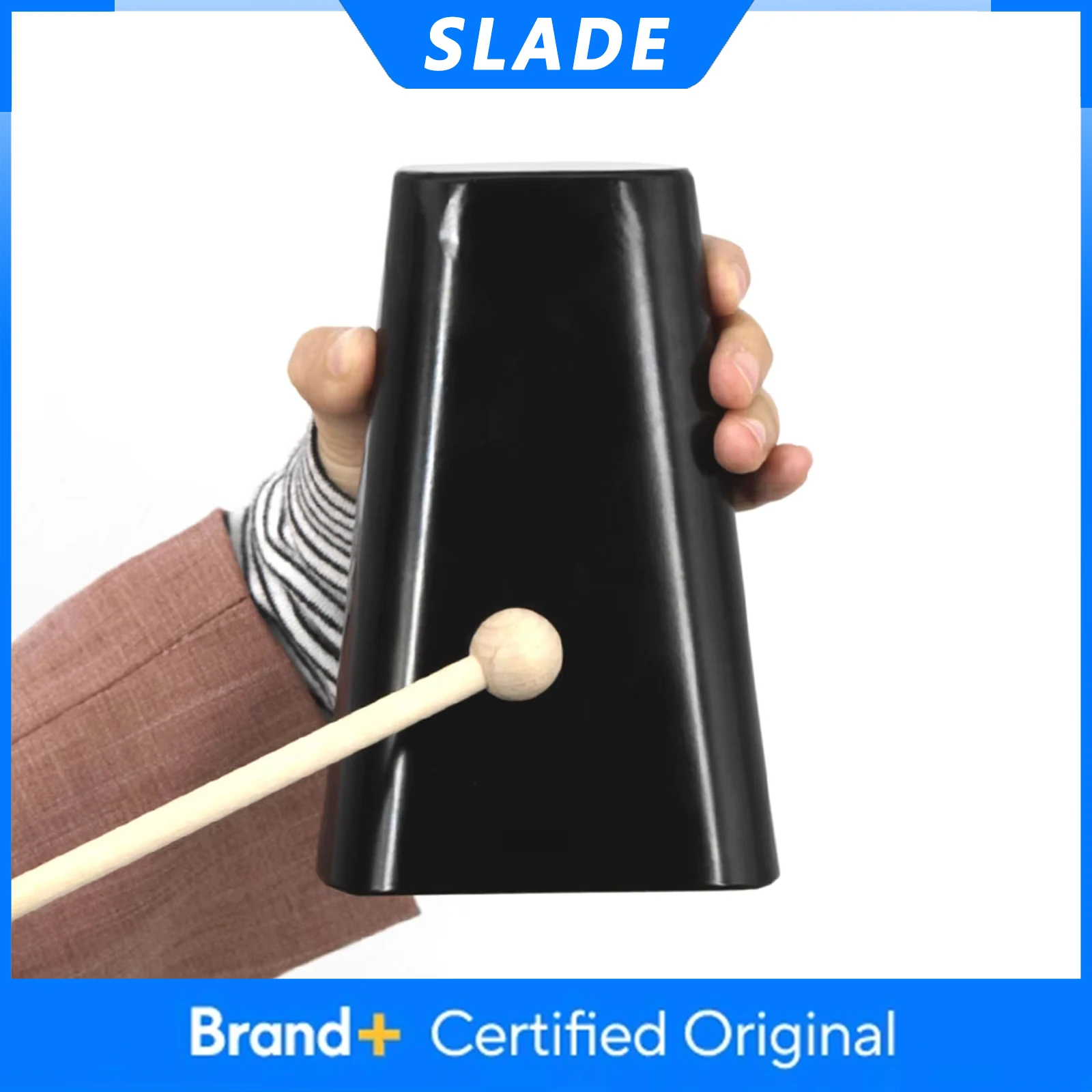 SLADE Cowbell Hand Held Bells 6 Inch Steel Alloy Cow Bell Suitable For Adults/Performers/Enthusiasts Percussion Instrument Black