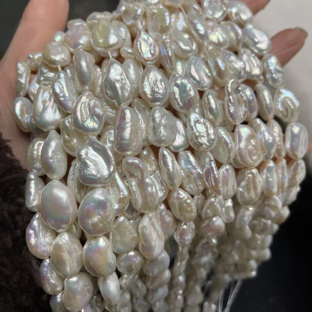 10x15-11x16mm 5A Natural Freshwater White Baroque Pearl Irregular Big Bead Gift Jewelry Make DIY Necklace Bracelet Accessories