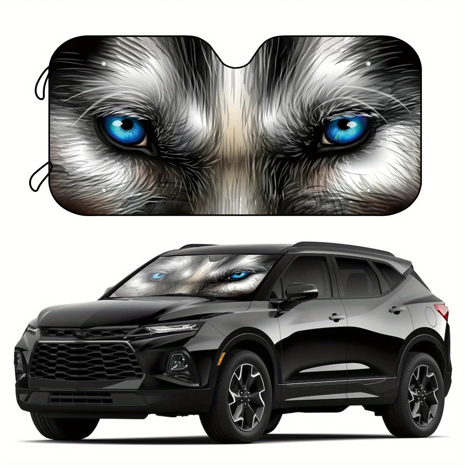 

1pc Car Windshield Sunshade With Wolf Eyes Foldable Sun Shade Blocks UV Rays Keep Your Vehicle Cool Fit Most Cars SUV Trucks