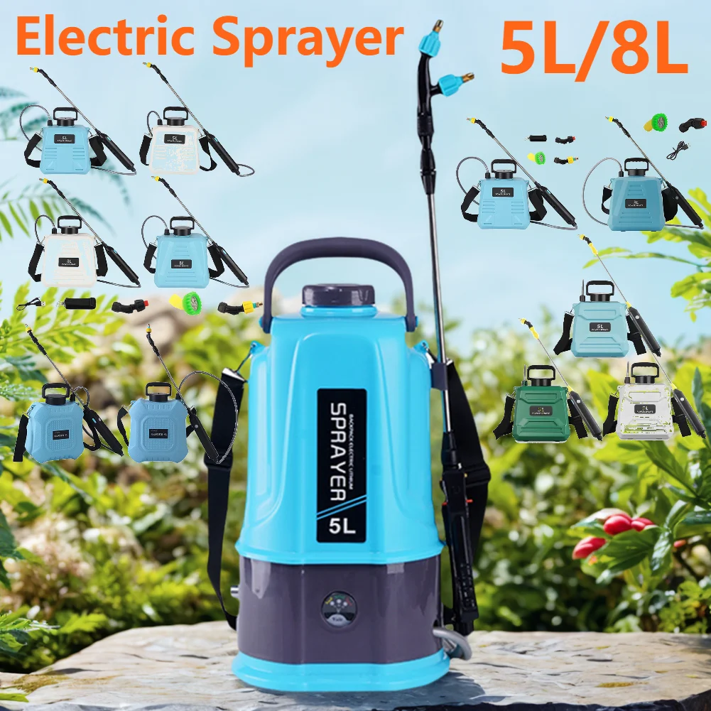 8L/5L Electric Pesticide Sprayer High Pressure Farm and Garden Flower Spraying Equipment Rechargeable Hand Lawn Water Sprayer