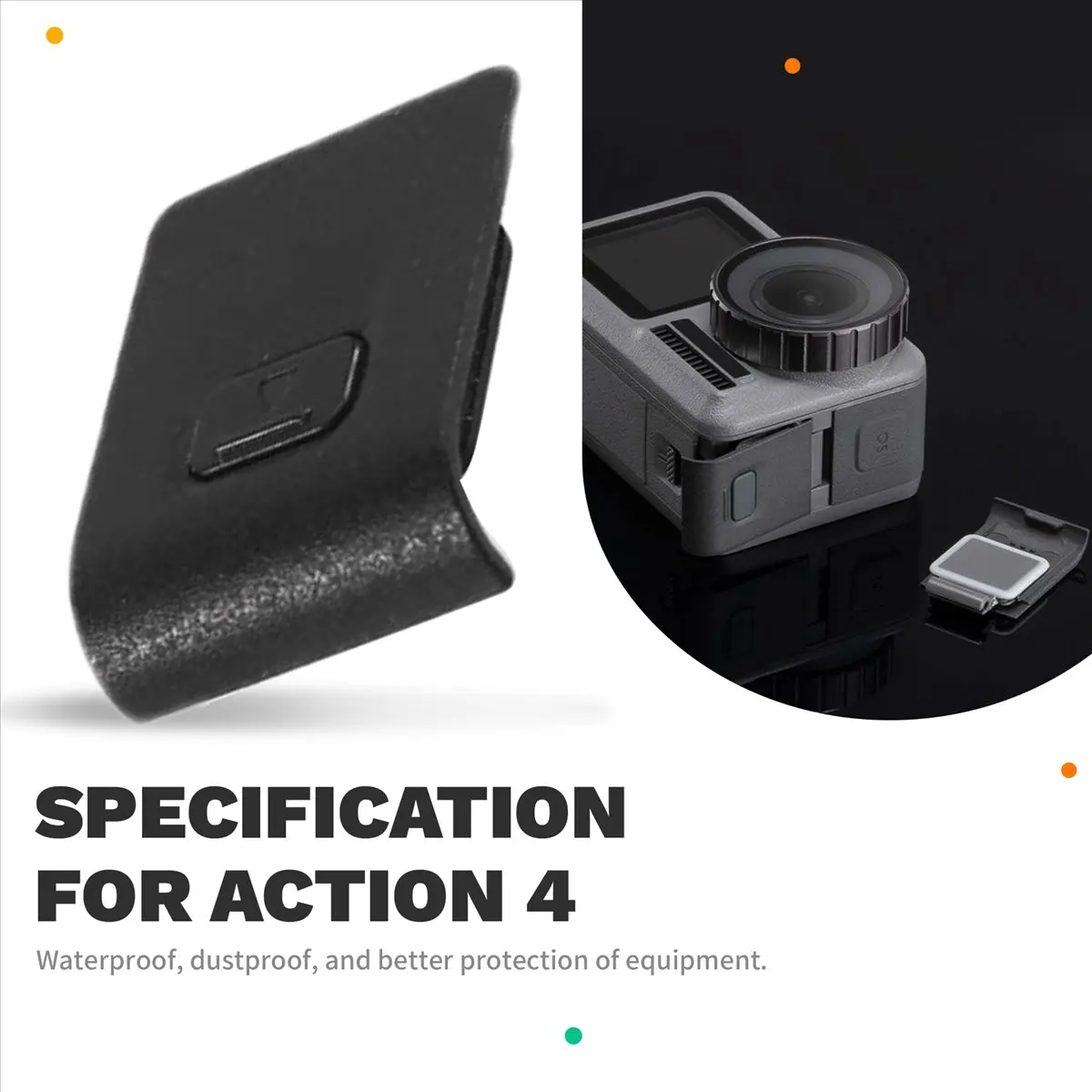 #(Upgraded)For Action 4 USB-C and Micro-SD Port Cover Waterproof Dustproof Protective Cap