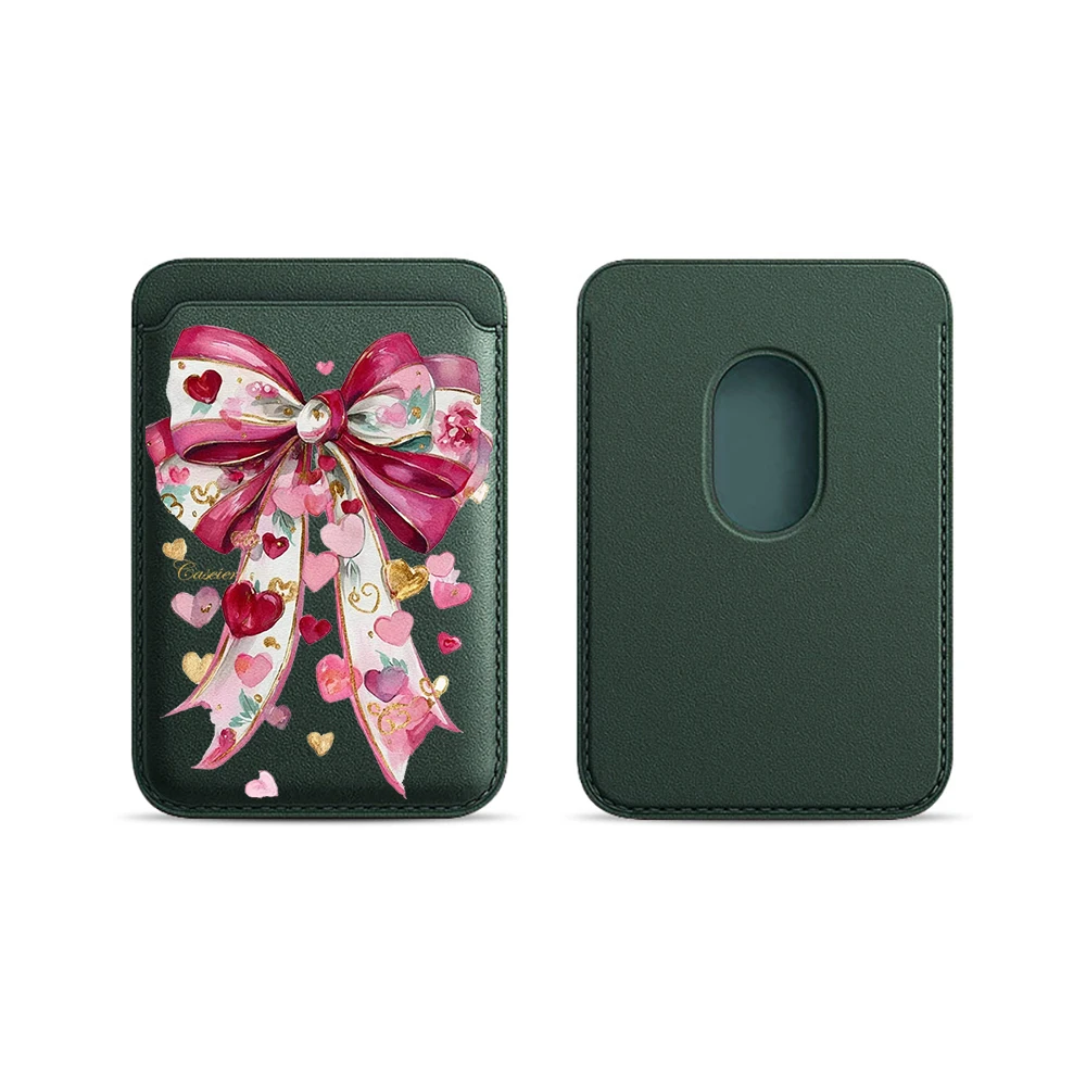 Coquet Rosa Schleife Leder-Kartenetui Handyhülle Kartenhalter Geeignet für alle iPhone-Hüllen Magsafe Magnetische Karten-Handy-Rückentasche – Detail 17