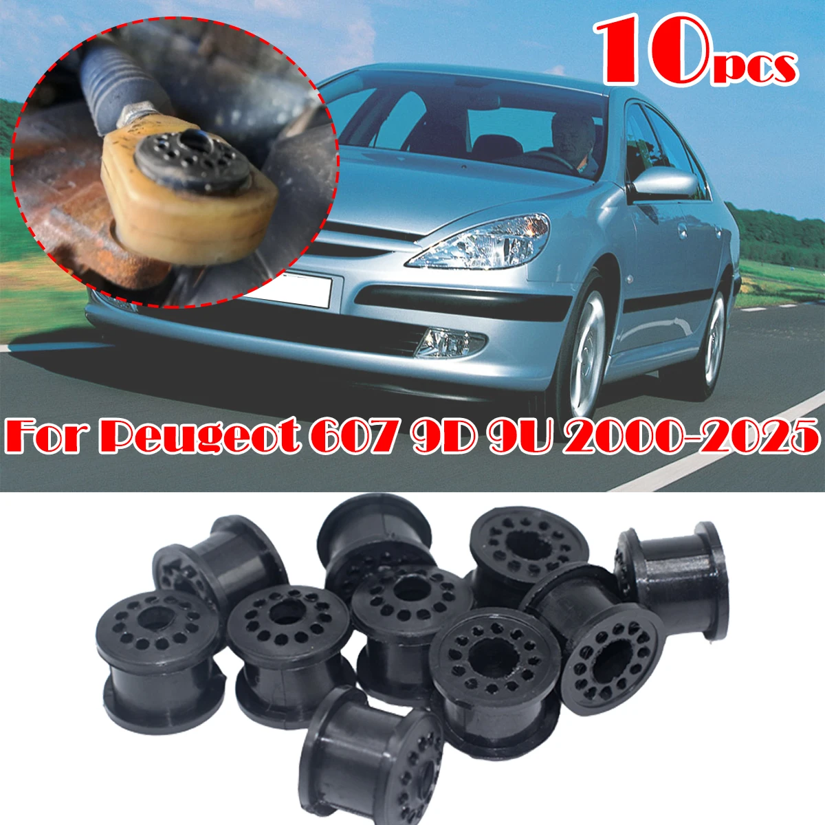 

10x Manual Transmission Shift Cable Bushing For Peugeot 607 9D 9U 2000-2025 4S6P-7412AA Gearbox Shifter Lever Linkage End Rubber