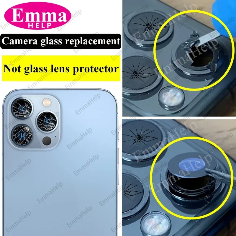 EmmaHelp 170Set to 34set Rear Camera Glass dla iPhone 13 Pro Max 12 15 14 8 Plus XS XR 11 Back Camera Lens Replacement Wholesale