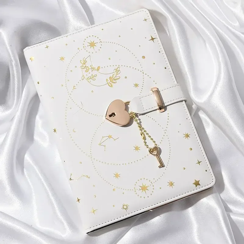 New A5 Line Secret Notebook Ruled Journal Lined Diary with Heart Lock Creative Gift,   with Heart Lock, 96 Sheets