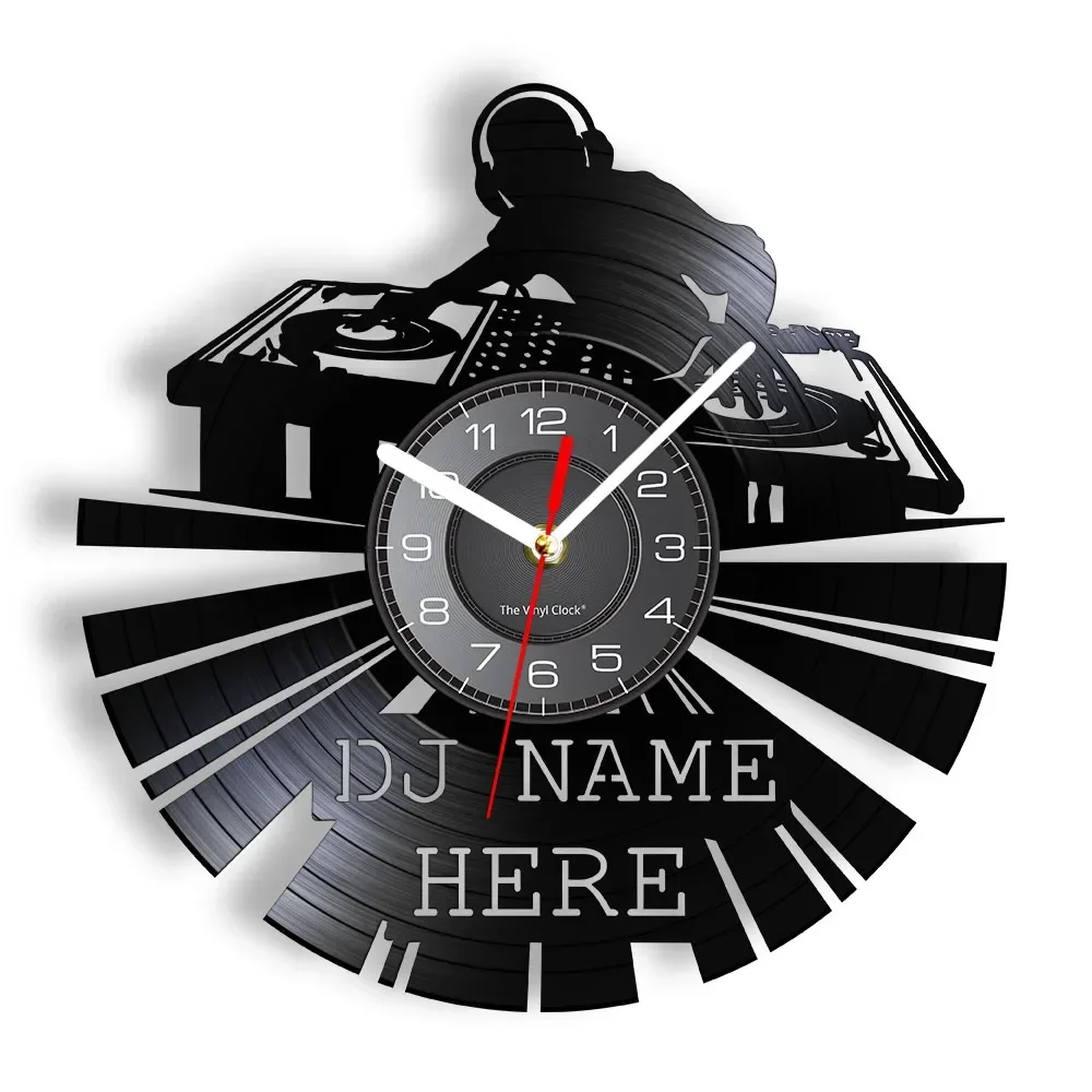 Custom DJ Name Vinyl Record Wall Clock Vintage Music Disk DJ Name Personalized Your Name Wall Clock Rock N Roll Music Retro Gift