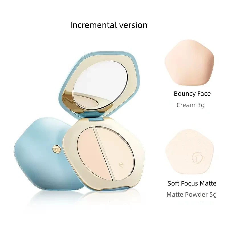 TIMAGE Master Duo Texture Highlighter Palette With Brush Cream / Matte Powder Paste Soft Light Brighten Face Makeup