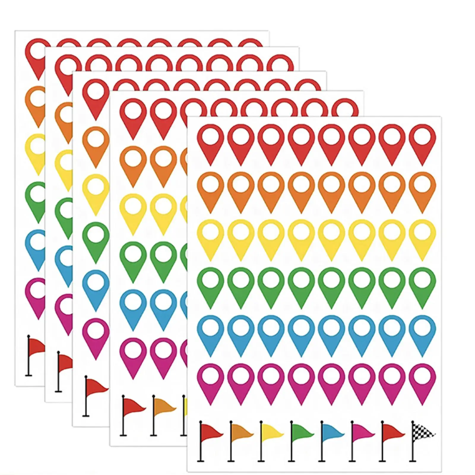 5 Sheets/Pack - 0.65In/1.6Cm Self-Adhesive Map Positioning Stickers, Icon Positioning Stickers, Suitable for Play Activities and Craft Projects, Map Icon Stickers in Various Colors and Patterns