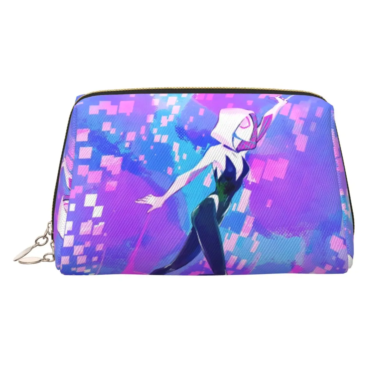 

Custom Gwen Cartoon Comic Team Web Makeup Bag for Women Travel Cosmetic Organizer Cute Storage Toiletry Bags