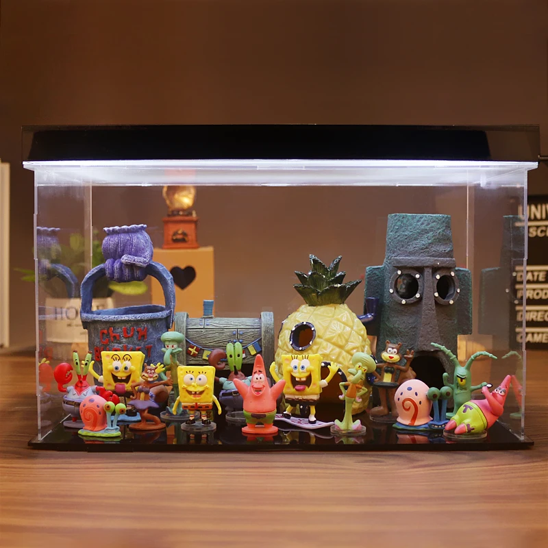 Anime Characters Peripheral Figure Spongebob Squarepants Patrick Star Pineapple House Model Ornaments Doll Toys No Display Box