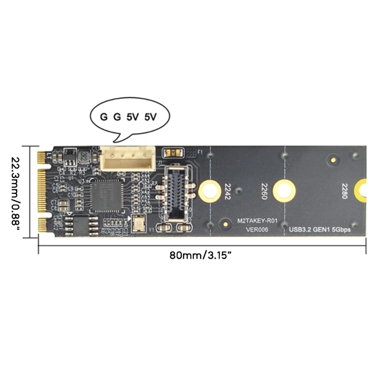 NVME para Type-C Front Type-E A-Key 19PIN Extensão USB3.2 Placa adaptadora 5Gbps