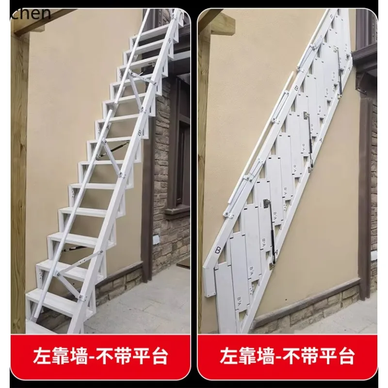 

TZ-11 folding ladder fire thickened aluminum alloy steps loft wall stepping loft duplex indoor and outdoor wall
