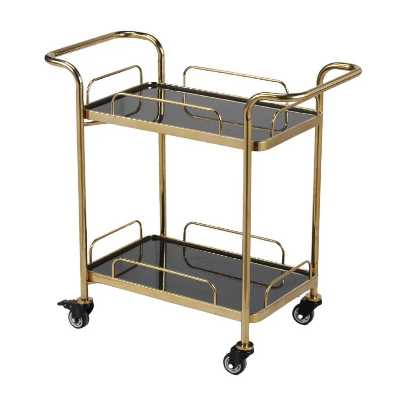 Wine cart, villa, hotel supplies, hand pushed delivery cart, tempered glass panel trolley