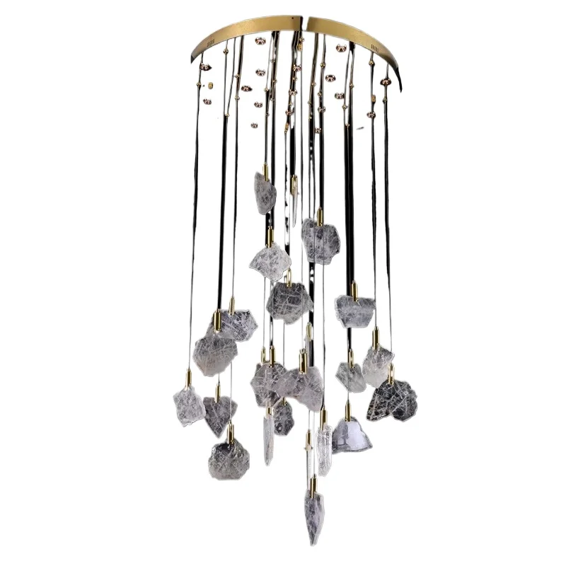 

Scandinavian style grand hotel hanging large living room wedding long Led modern high ceiling crystal luxury chandelier