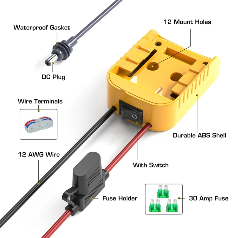 For Starlink Mini Power Cable 2M For Battery Charger Adapter To DC Power DCB-18V/20V Cable Cord Plug-A57X