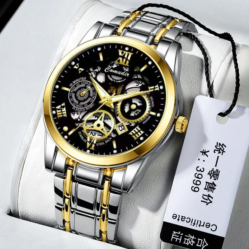 //Hollow Mens Watch Waterproof Luminous Calendar Mechanical Wristwatch for Men Stylish Design