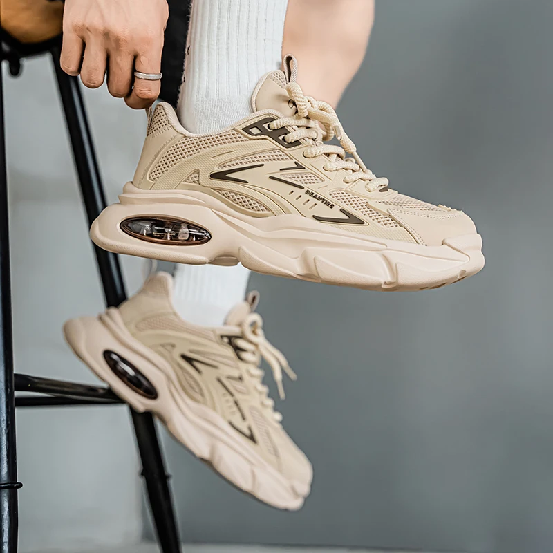 أحذية رياضية رجالية فاخرة للجري قابلة للتنفس، أحذية رياضية كاجوال بدون كعب أنيقة، أحذية تنس للسباق للرجال، تصميم مريح سهل الارتداء