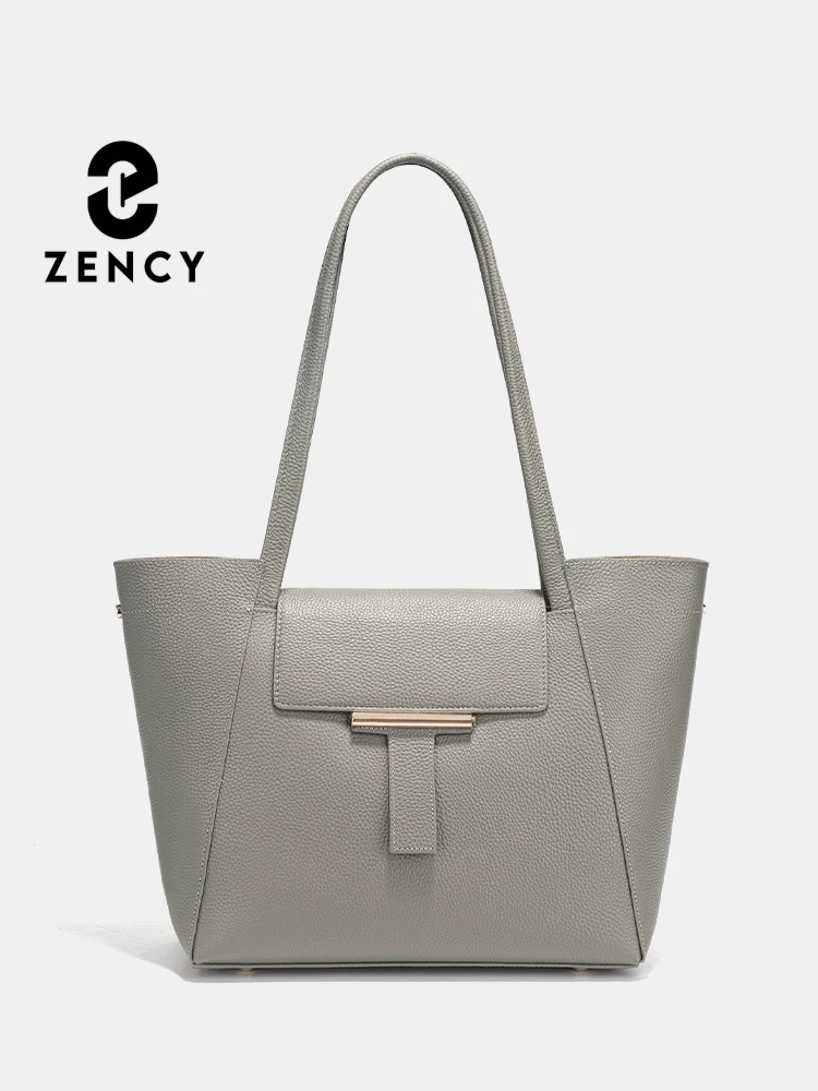 

Zency Genuine Leather Women's Tote Handbag Large Shoulder Bag for A4 Notebook iPad Functional Shopping Bag For Travel Work Purse
