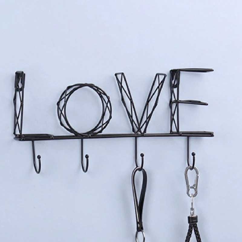 Gancho de letras de amor para decoración del hogar, accesorios de dormitorio, llavero, Perchero de pared, colgador de ama de llaves, soporte de pared