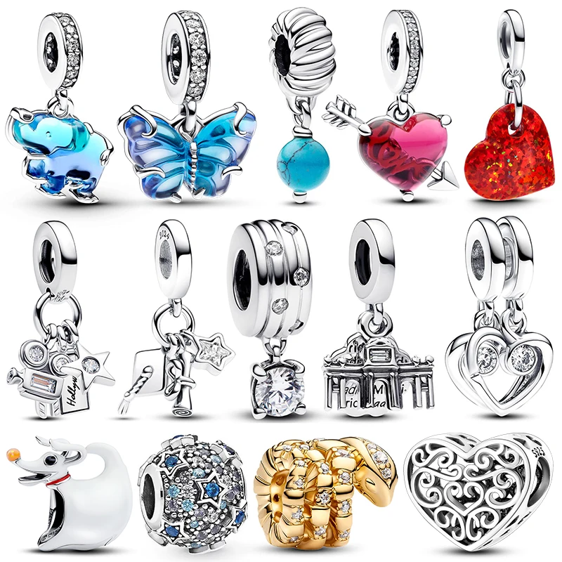 

Charms 925 Originale Glass Animal Heart Pendant Beads Fits Bracelet Necklace Women Charm Silver 925 Luxury DIY Jewelry Fine Gift