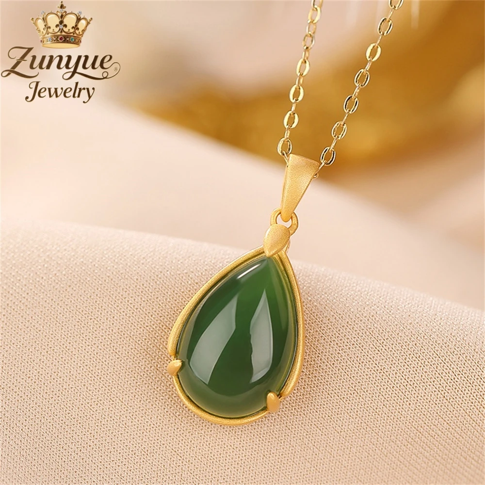 

Natural Hetian Jade Water Drop Pendant Necklace Luxury Quality Jewelry Best Selling Fashion Jewelry Charms Exquisite Popular