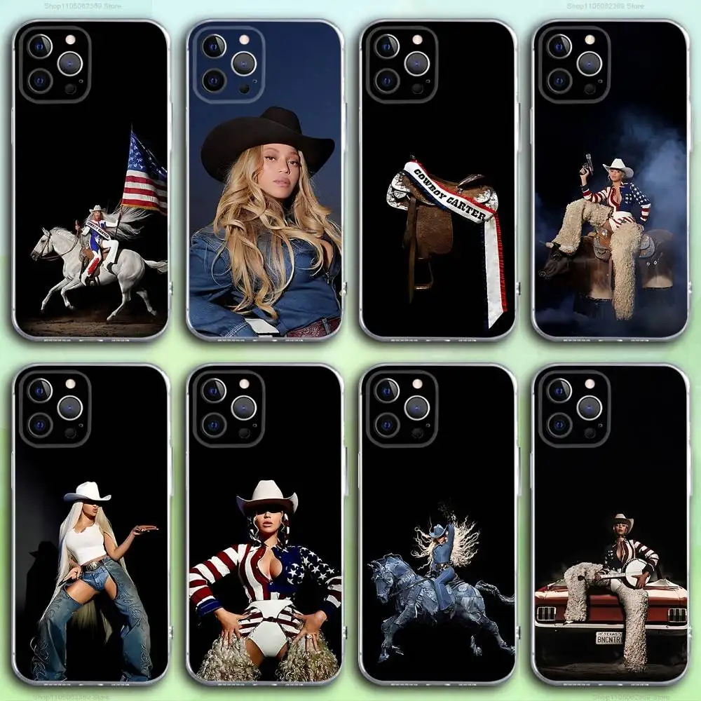 

B-Beyonce Cowboy Singer Phone Case For iPhone 17,16,15,14,13,12,11 Pro,Max,Plus,X,XS,XR,SE4,E Mini Transparent Soft Cover