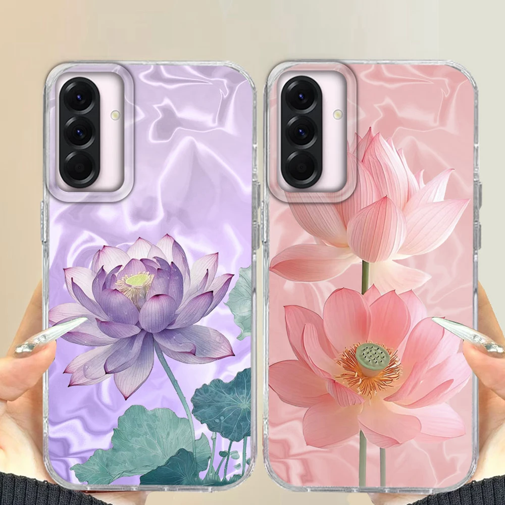 Lotusblumen-Handyhülle im koreanischen Stil für Samsung Galaxy A16 A56 A54 A07 A55 A17 A34 A26 A37 A15 A25 A57 – Kunstvolles Design für Mädchen