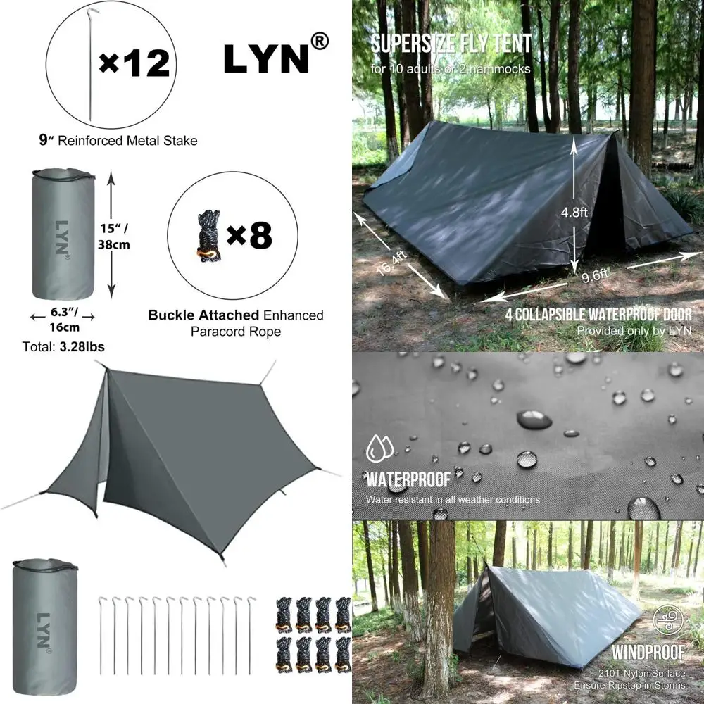 

Ultra-Large Reusable Survival Tent: Thermal, Waterproof, Fire-Resistant, Lightweight for Camping, Hiking, and Bushcraft with Par