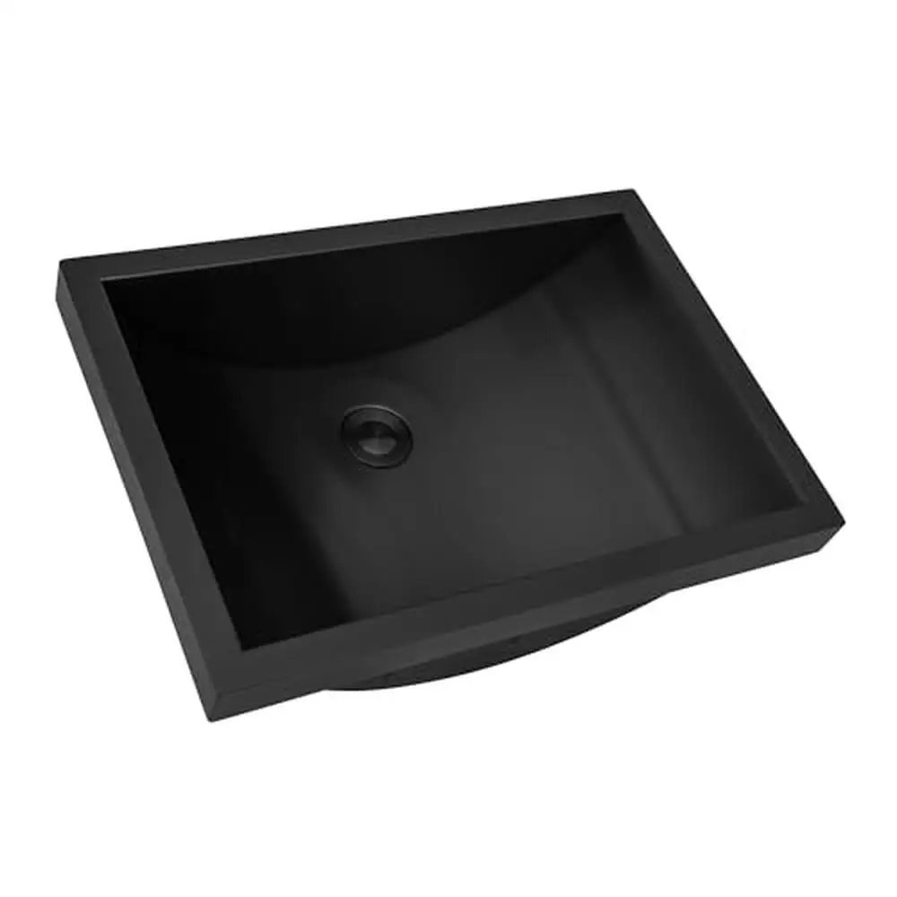 Gunmetal Black Stainless Steel Rectangular Bathroom Sink with Sound-Proof Coating & Pop-Up Drain 16 Gauge Commercial-Grade