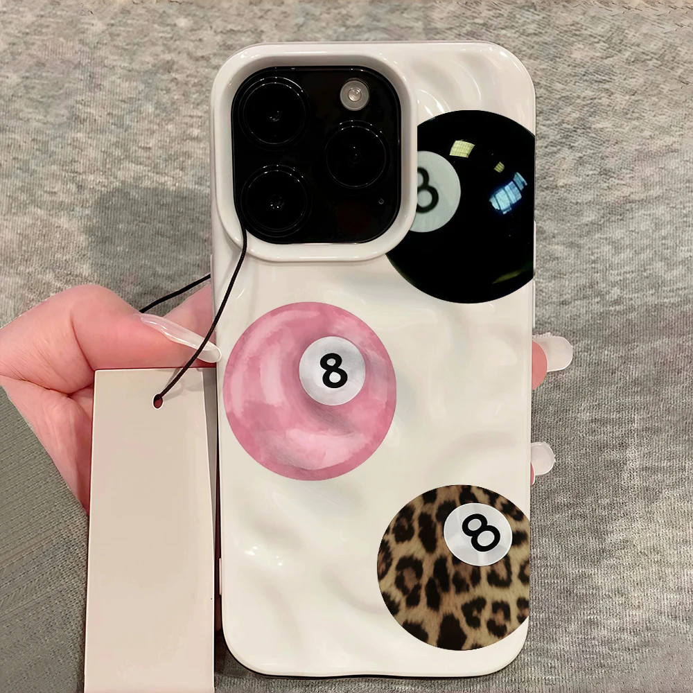 Billard Nr. 8 Glücksbringer-Muster Handyhülle für iPhone 17 16 15 14 13 12 11 Pro Max 14 Plus 17Air Falten-Wellen Weiche Silikonhülle – Detail 12