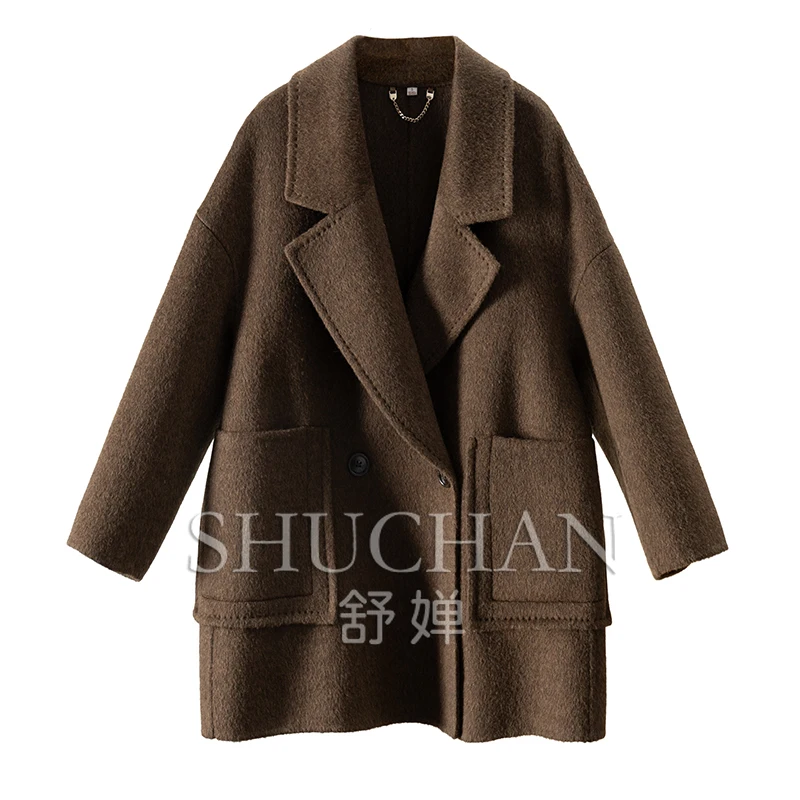 Wool + Camel + Silk Double-sided Coat Female  Casacas Para Mujer Invierno 2024 Coats and Jackets Women  Abrigos Para Mujer