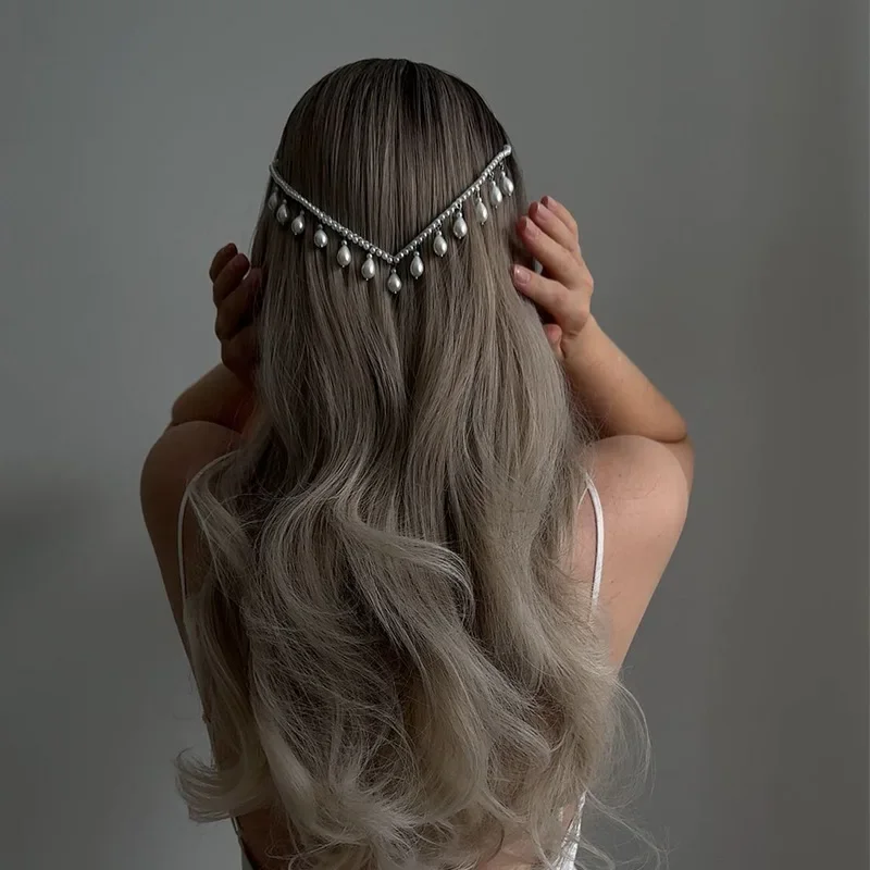 Fashion Bridal Wedding V-shaped Headband Hair Accessories for Women Pearl Jewelry Headpiece Party Celebration Hair Band Tiara