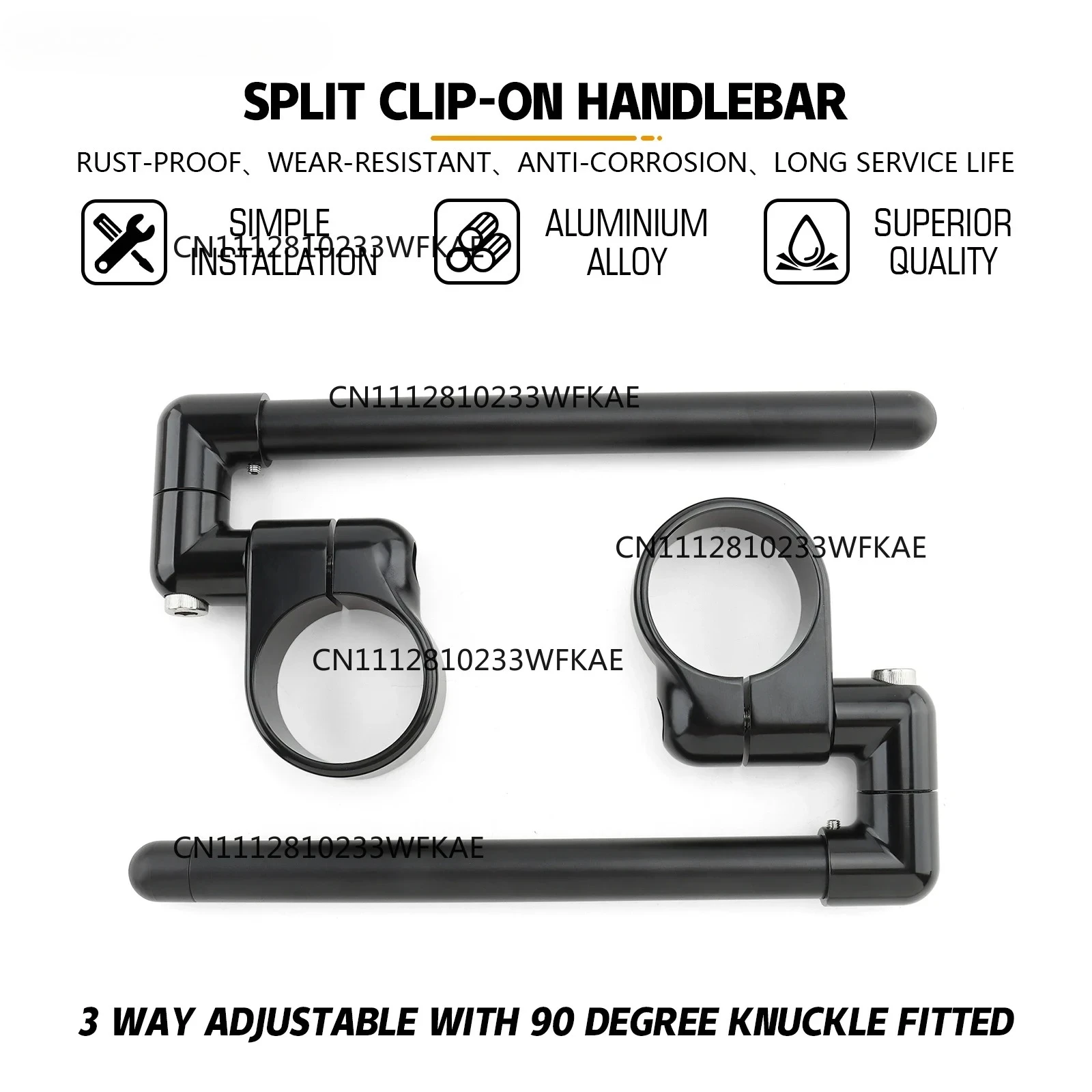 Motorcycle Black Handlebars Adjustable Cafe Racer Split Clip On Ons Fork 31 35 39 45 49 50 52 58 MM Handle Bar Rised Riser Clamp