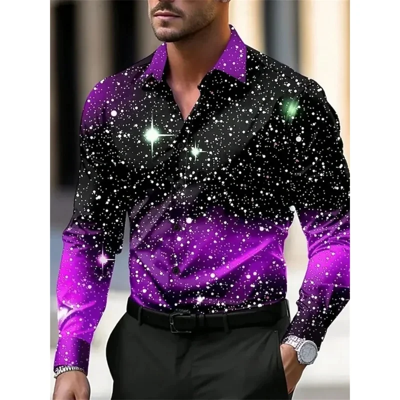 Men's shirt long sleeve Christmas shirt, fashionable design party long sleeve shirt, lapel autumn and winter style,
