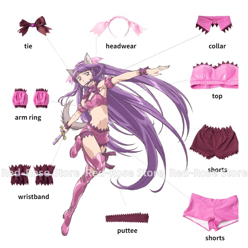 Tokyo Mew Mew Fujiwara Zakuro Mew Mew Zakuro Cosplay Costume Wig Purple Uniform Long Straight Hair Halloween Props Women Girls