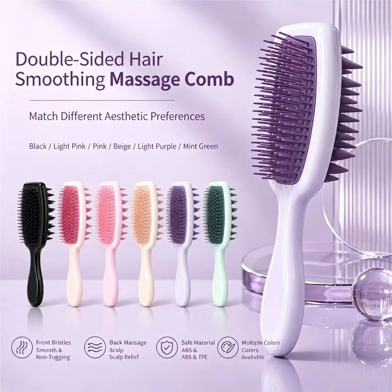 Double Toothed Long Handle Shampoo Brush Scalp Massage HairBrush Detangler Natural Combs Home Bath Brush Body Scrubber Hair Care