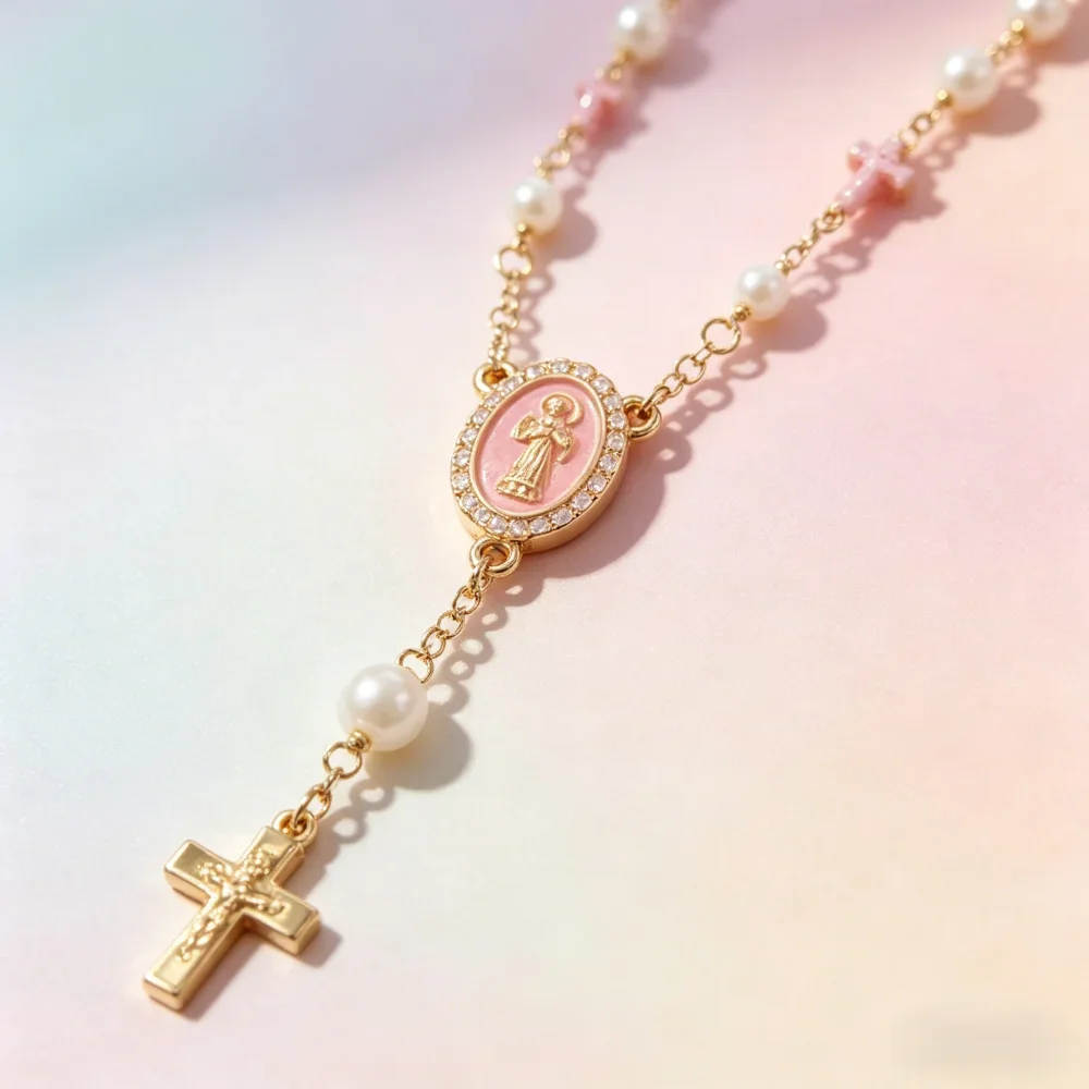 

Rearview Mirror Car Rosary Beads, Evil Eye Cross Medal Hanging Ornament Auto Interior Decoration for Men Women
