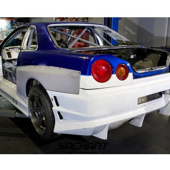 FRP Fiber Glass 1999 to 2002 Skyline R34 GTT GTR Style Rear Over Fender Flare with Fuel C*ap Fit For R34 GTT GTR Rear Fender