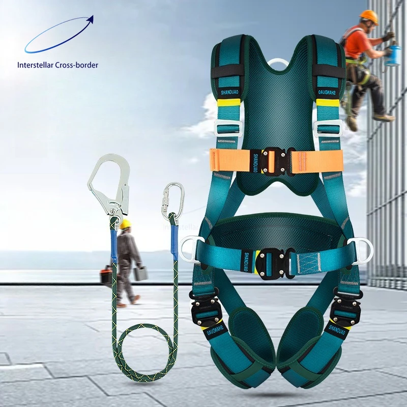 

For Safety Belt Set 5-Point Full Body Aerial Work Safety Belt Quick Insert Wear Resistant Rope High Strength Fall Protection